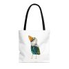 White Tote Bag with watercolor painting of a whimsical crow called Squawk